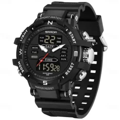SANDA Men Digital Watch Outdoor Sports Fashion Wristwatch Luminous Stopwatch Alarm Clock Countdown TPU Watch
