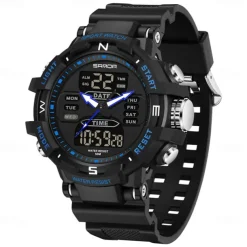 SANDA Men Digital Watch Outdoor Sports Fashion Wristwatch Luminous Stopwatch Alarm Clock Countdown TPU Watch