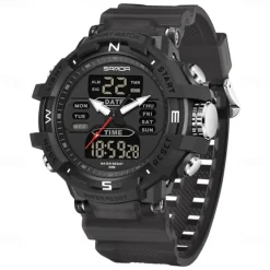 SANDA Men Digital Watch Outdoor Sports Fashion Wristwatch Luminous Stopwatch Alarm Clock Countdown TPU Watch