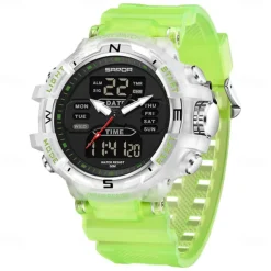 SANDA Men Digital Watch Outdoor Sports Fashion Wristwatch Luminous Stopwatch Alarm Clock Countdown TPU Watch