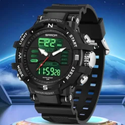 SANDA Men Digital Watch Outdoor Sports Fashion Wristwatch Luminous Stopwatch Alarm Clock Countdown TPU Watch