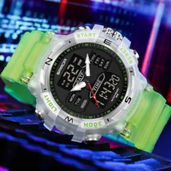 SANDA Men Digital Watch Outdoor Sports Fashion Wristwatch Luminous Stopwatch Alarm Clock Countdown TPU Watch