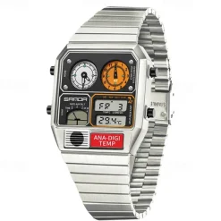 SANDA Men Digital Watch Sports Fashion Casual Business Minute Repeater Stopwatch Alarm Clock Waterproof Steel Watch