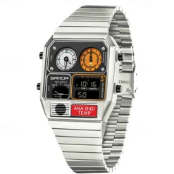 SANDA Men Digital Watch Sports Fashion Casual Business Minute Repeater Stopwatch Alarm Clock Waterproof Steel Watch