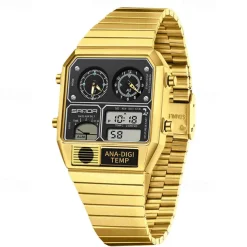 SANDA Men Digital Watch Sports Fashion Casual Business Minute Repeater Stopwatch Alarm Clock Waterproof Steel Watch