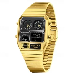 SANDA Men Digital Watch Sports Fashion Casual Business Minute Repeater Stopwatch Alarm Clock Waterproof Steel Watch