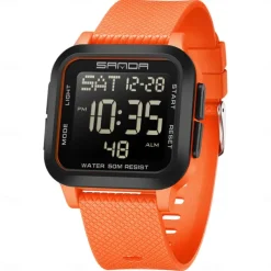 SANDA Men Digital Watch Sports Fashion Casual Business Luminous Alarm Clock Waterproof Decoration TPU Watch