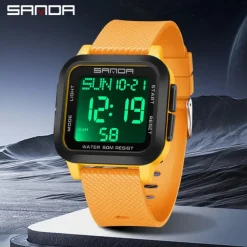 SANDA Men Digital Watch Sports Fashion Casual Business Luminous Alarm Clock Waterproof Decoration TPU Watch