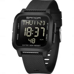 SANDA Men Digital Watch Sports Fashion Casual Business Luminous Alarm Clock Waterproof Decoration TPU Watch