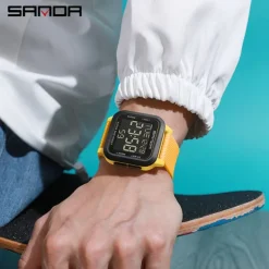 SANDA Men Digital Watch Sports Fashion Casual Business Luminous Alarm Clock Waterproof Decoration TPU Watch
