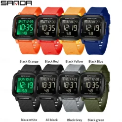 SANDA Men Digital Watch Sports Fashion Casual Business Luminous Alarm Clock Waterproof Decoration TPU Watch