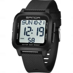 SANDA Men Digital Watch Sports Fashion Casual Business Luminous Alarm Clock Waterproof Decoration TPU Watch