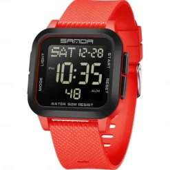 SANDA Men Digital Watch Sports Fashion Casual Business Luminous Alarm Clock Waterproof Decoration TPU Watch