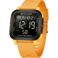 SANDA Men Digital Watch Sports Fashion Casual Business Luminous Alarm Clock Waterproof Decoration TPU Watch