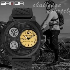SANDA Men Digital Watch Sports Fashion Wristwatch Luminous Stopwatch Alarm Clock Calendar Resin Watch
