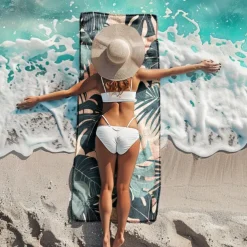 Sandproof Beach Towel Soft Cover Blanket Tropical Pug Large 3D Print Pattern Towel Bath Towel Beach Sheet Blanket Classic 100% Micro Fiber Comfy Blankets