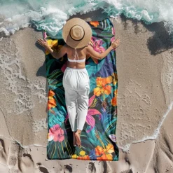 Sandproof Beach Towel Soft Cover Blanket Tropical Pug Large 3D Print Pattern Towel Bath Towel Beach Sheet Blanket Classic 100% Micro Fiber Comfy Blankets