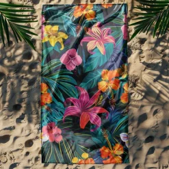 Sandproof Beach Towel Soft Cover Blanket Tropical Pug Large 3D Print Pattern Towel Bath Towel Beach Sheet Blanket Classic 100% Micro Fiber Comfy Blankets