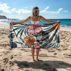 Sandproof Beach Towel Soft Cover Blanket Tropical Pug Large 3D Print Pattern Towel Bath Towel Beach Sheet Blanket Classic 100% Micro Fiber Comfy Blankets