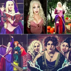 Sarah Sanderson Wig Hocus Pocus 2 Long Blonde Wigs for Women Middle Part Wavy Witch Wig Accessory for Party Daily Halloween Wigs