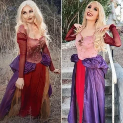 Sarah Sanderson Wig Hocus Pocus 2 Long Blonde Wigs for Women Middle Part Wavy Witch Wig Accessory for Party Daily Halloween Wigs