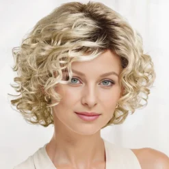 Sassy Bob Wig with Soft Spirals and Enviable Volume / Multi-Tonal Shades of Blonde Silver Brown and Red