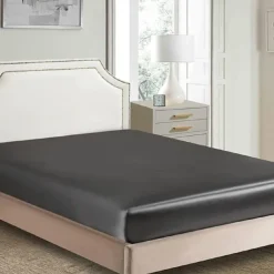 Sateen Fitted Sheet Solid Color Simulation Silk Bed Sheet Simple and Comfortable Anti-Wrinkle