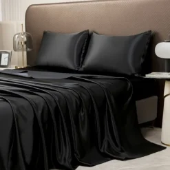 Satin Imitation Silk Ice Silk Bed Sheet Set Three or Four Piece Set