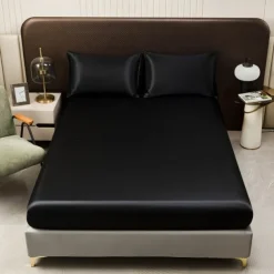 Satin Imitation Silk Solid Color Bedding Three-piece Set Bed Sheet Four-piece Set Pillowcase Combination Sheet Set