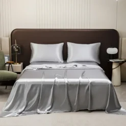 Satin Imitation Silk Solid Color Bedding Three-piece Set Bed Sheet Four-piece Set Pillowcase Combination Sheet Set