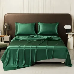 Satin Imitation Silk Solid Color Bedding Three-piece Set Bed Sheet Four-piece Set Pillowcase Combination Sheet Set