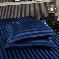 Satin Pillowcase for Hair and Skin 2 Pack Silky Satin Pillow Cases with Strip Pattern No Zipper Pillow Covers with Envelope Closure Suit