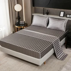 Satin satin ice silk four-piece set European and American sheets, mattress covers and pillowcases