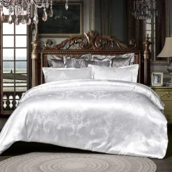 Satin Silk Duvet Cover Bedding Sets Comforter Cover with 1 Duvet Cover or Coverlet,1Sheet,2 Pillowcases for Double/Queen/King(1 Pillowcase for Twin/Single)