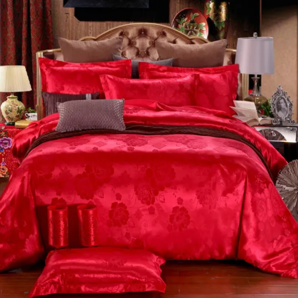 Satin Silk Duvet Cover Bedding Sets Comforter Cover with 1 Duvet Cover or Coverlet,1Sheet,2 Pillowcases for Double/Queen/King(1 Pillowcase for Twin/Single)