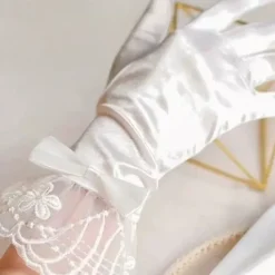 Satin Wrist Length Glove Lace With Bowknot Wedding / Party Glove