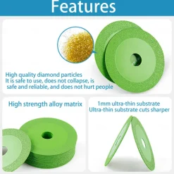 Saw Blade Tool Glass Cutting Disc Diamond High-temperature Resistant Accessories Green Angle Grinder Grinding Wheel