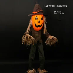 Scarecrow with Pumpkin Head with Voice and Movement