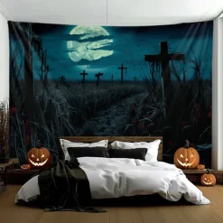 Scarecrows Pumpkin Hanging Tapestry Wall Art Large Tapestry Mural Decor Photograph Backdrop Blanket Curtain Home Bedroom Living Room