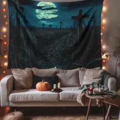 Scarecrows Pumpkin Hanging Tapestry Wall Art Large Tapestry Mural Decor Photograph Backdrop Blanket Curtain Home Bedroom Living Room