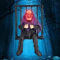Scary Cage Halloween Doll Haunted House Prop with Screaming Voice Nightmare Creature