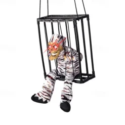 Scary Cage Halloween Doll Haunted House Prop with Screaming Voice Nightmare Creature