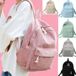 School Backpack Bags For Teenage Girls Backpack Women Bagpack Female Corduroy Bookbag Harajuku Bag, Back to School Gift
