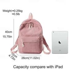 School Backpack Bags For Teenage Girls Backpack Women Bagpack Female Corduroy Bookbag Harajuku Bag, Back to School Gift