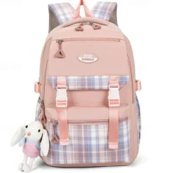 School Backpack Bookbag Cartoon Lattice for Student Boys Girls Multi-function Water Resistant Large Capacity Oxford Cloth School Bag Back Pack Satchel 21.19 inch, Back to School Gift