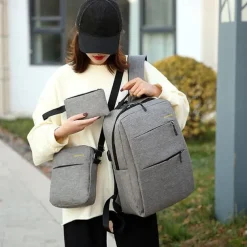 School Backpack Set Business Backpack Casual Bags Computer Backpacks Back to College Gifts Grey