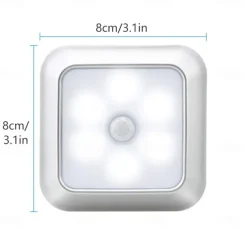 Schranklicht Mit Quadratische Bewegungsmelder Nachtlichter, Batteriebetriebene PIR-Induktionsleuchte für Schrank, Magnetische Beleuchtung für Treppen, Küche und Schlafzimmer (1 Stück)