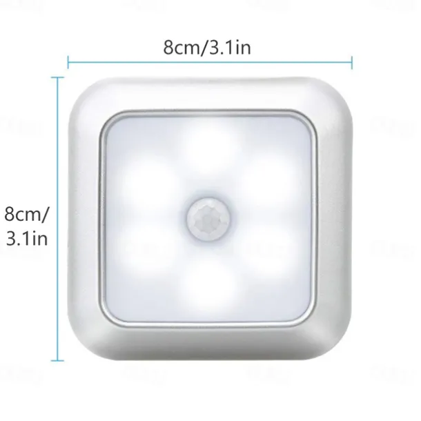 Schranklicht Mit Quadratische Bewegungsmelder Nachtlichter, Batteriebetriebene PIR-Induktionsleuchte für Schrank, Magnetische Beleuchtung für Treppen, Küche und Schlafzimmer (1 Stück)