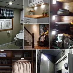 Schranklicht Mit Quadratische Bewegungsmelder Nachtlichter, Batteriebetriebene PIR-Induktionsleuchte für Schrank, Magnetische Beleuchtung für Treppen, Küche und Schlafzimmer (1 Stück)