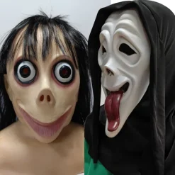 Scream MOMO Couples Mask Halloween Group Family Costumes Adults Men's Women's Scary Costume Party Halloween Carnival Mardi Gras Easy Carnival Costume